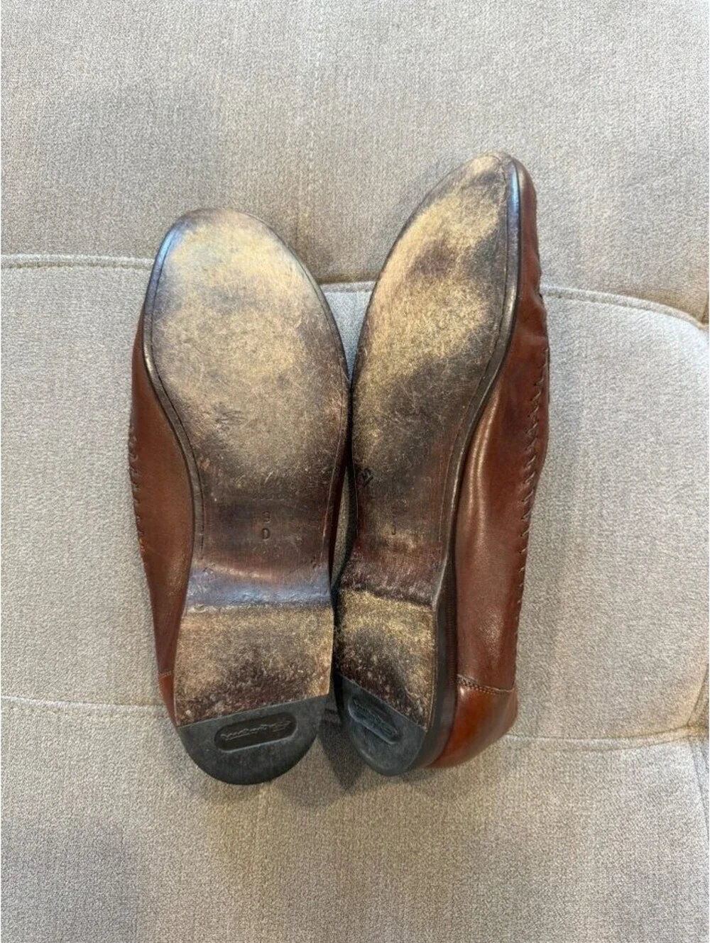 Santoni Brown Leather Woven Loafers Mens 9 D Made in Italy